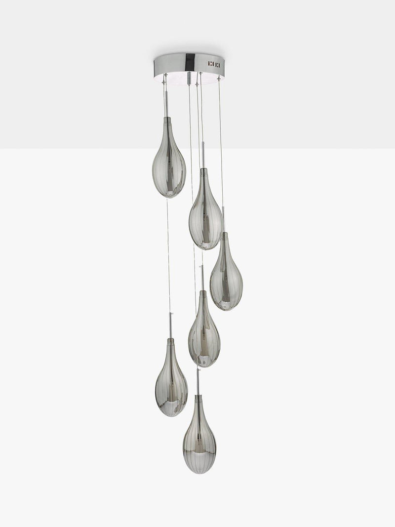 Där Seta cluster pendant ceiling light with smoked glass shades - British product