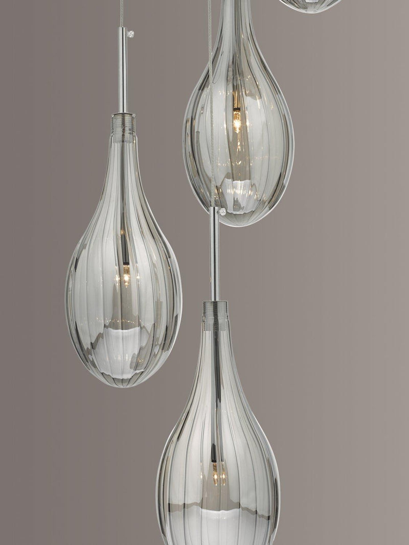Där Seta cluster pendant ceiling light with smoked glass shades - British product