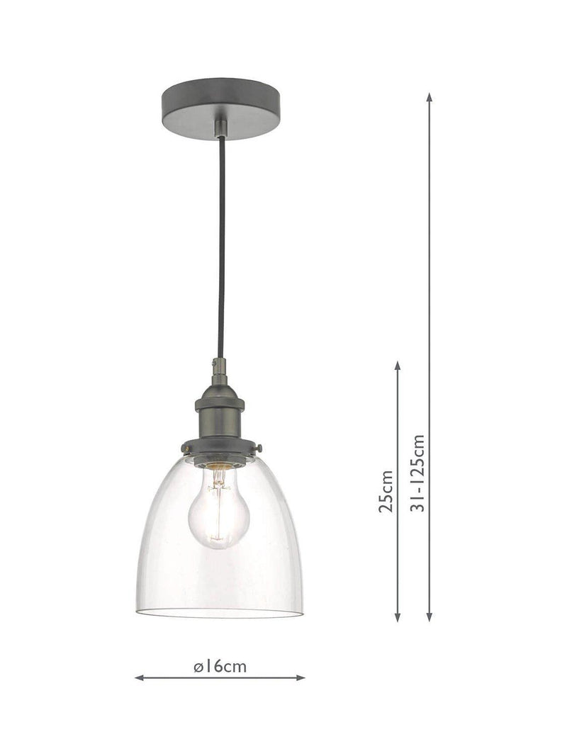 Där Arvin pendant light antique chrome glass (British brand)