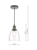 Där Arvin pendant light antique chrome glass (British brand)