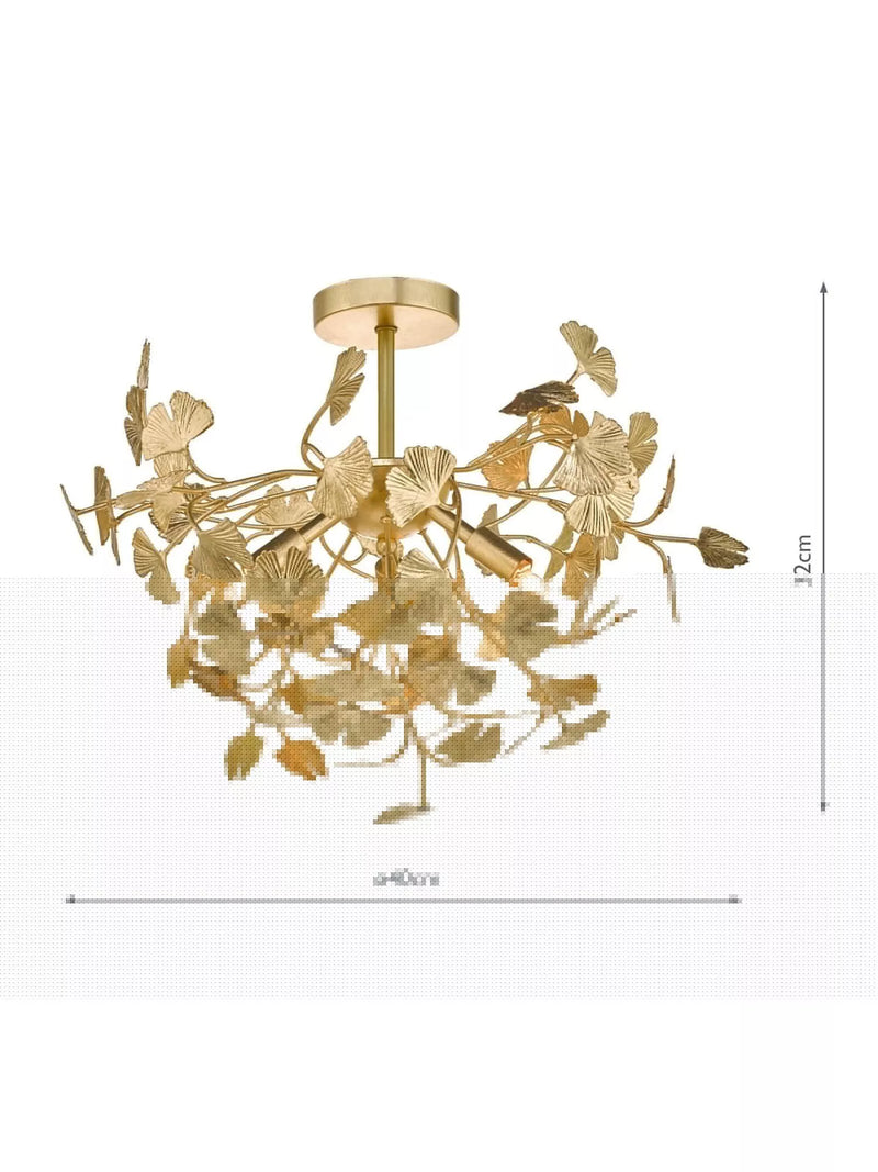 Där Yadira gold leaf semi flush ceiling light - British product