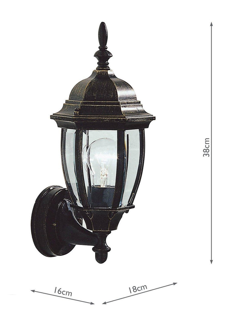 Där Hambro outdoor wall light black/gold cast aluminium (British brand)