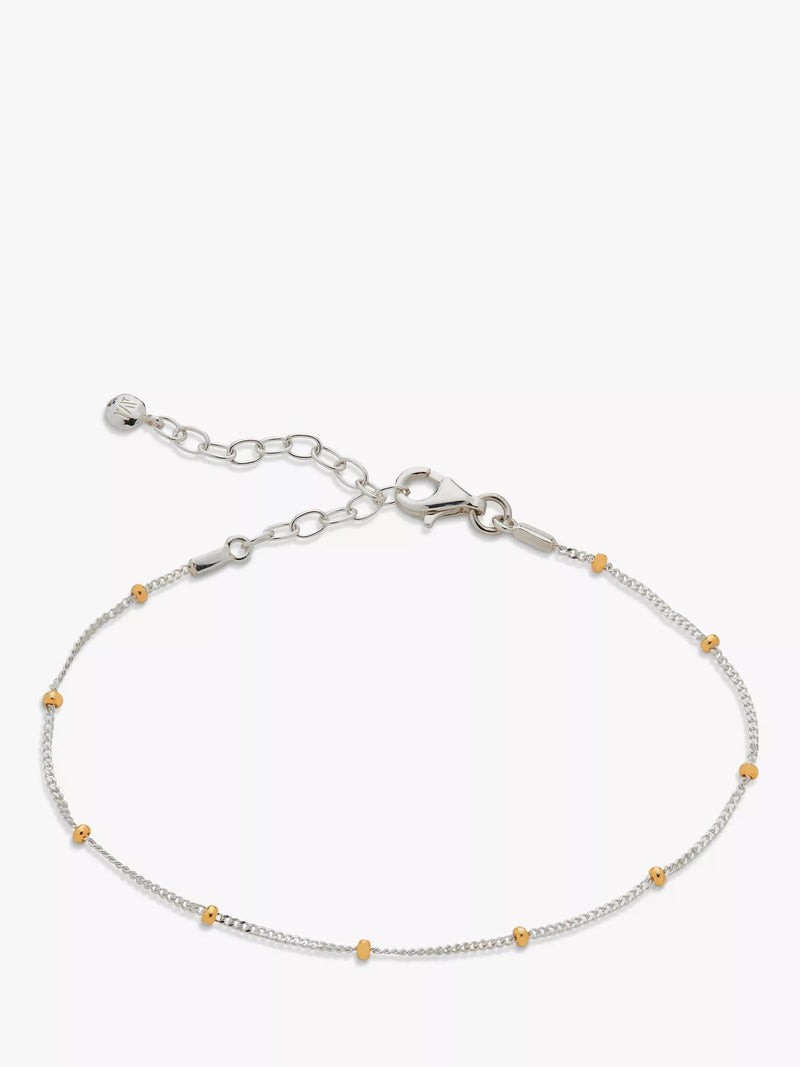 Monica Vinader Mixed Fine Bead Chain Bracelet Silver Gold 190mm - British product