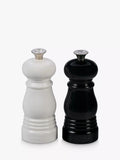 Le Creuset salt and pepper mini mills in black/white, UK version