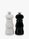 Le Creuset salt and pepper mini mills in black/white, UK version