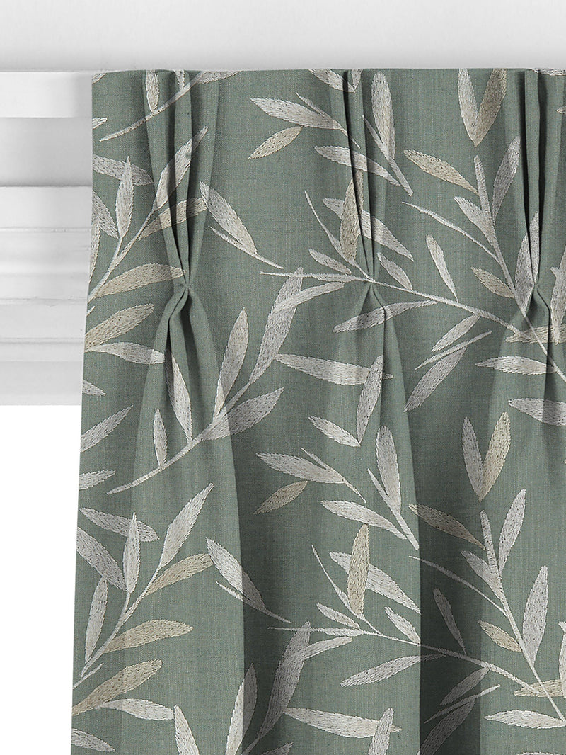 John Lewis Langley leaf embroidery curtain in Dark Duck Egg, UK version