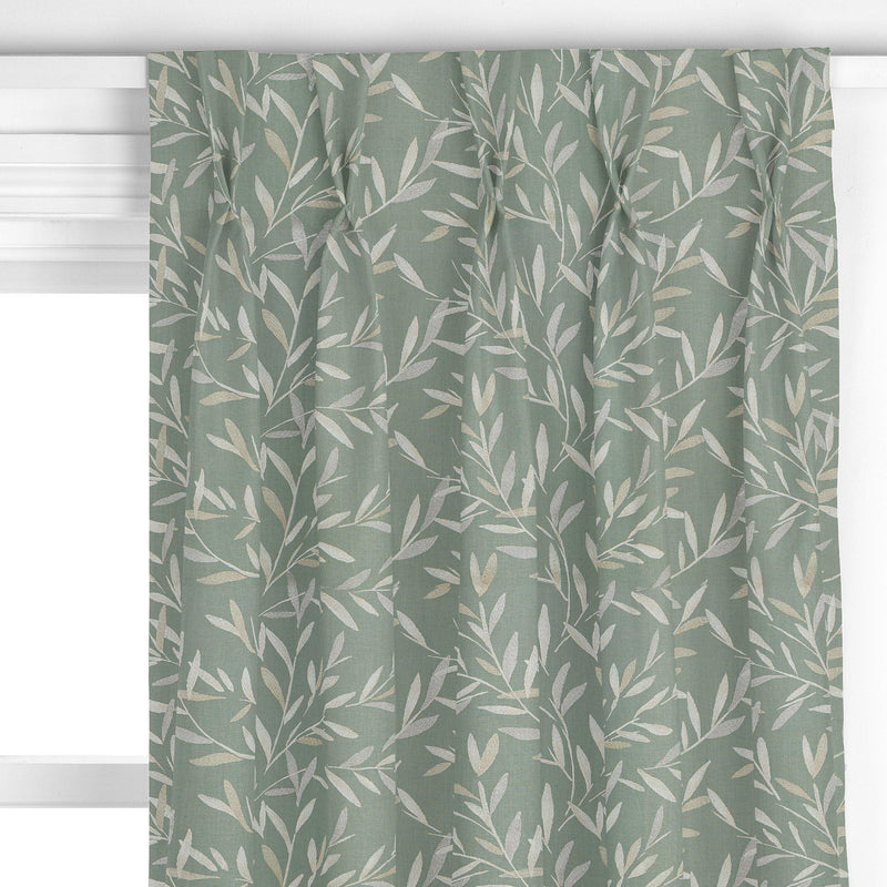 John Lewis Langley leaf embroidery curtain in Dark Duck Egg, UK version