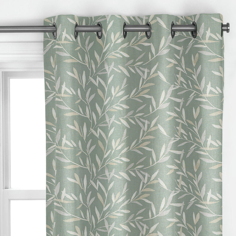 John Lewis Langley leaf embroidery curtain in Dark Duck Egg, UK version