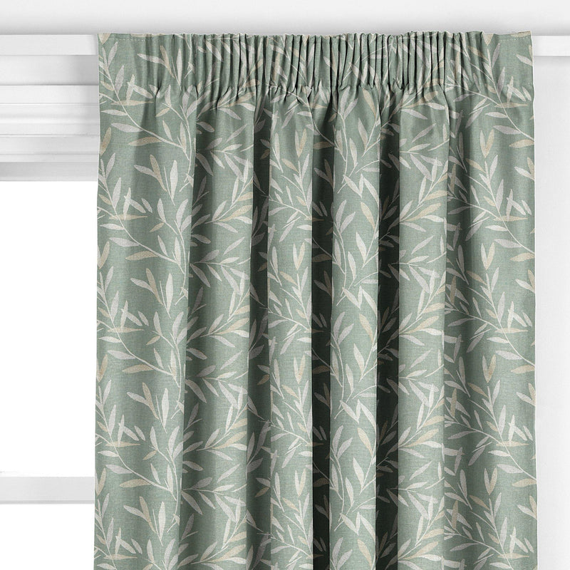 John Lewis Langley leaf embroidery curtain in Dark Duck Egg, UK version
