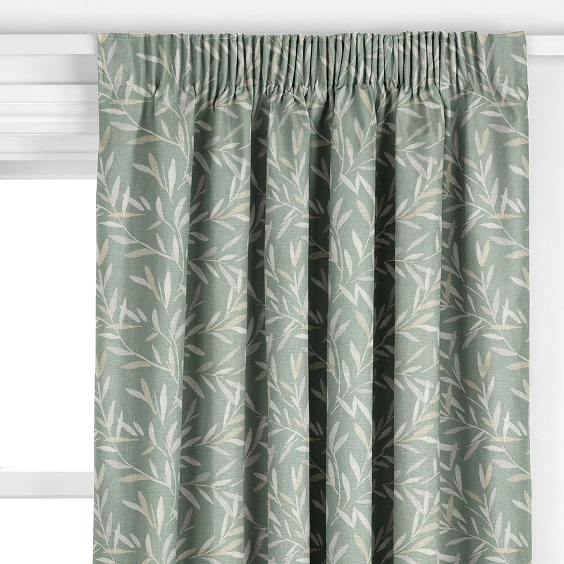 John Lewis Langley leaf embroidery curtain in Dark Duck Egg, UK version