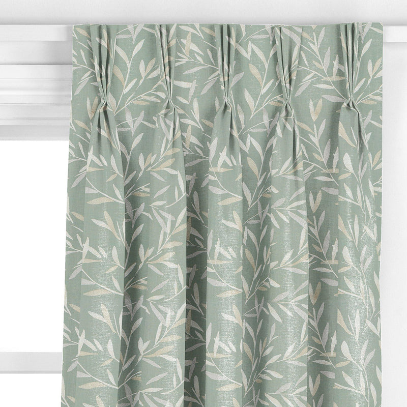 John Lewis Langley leaf embroidery curtain in Dark Duck Egg, UK version