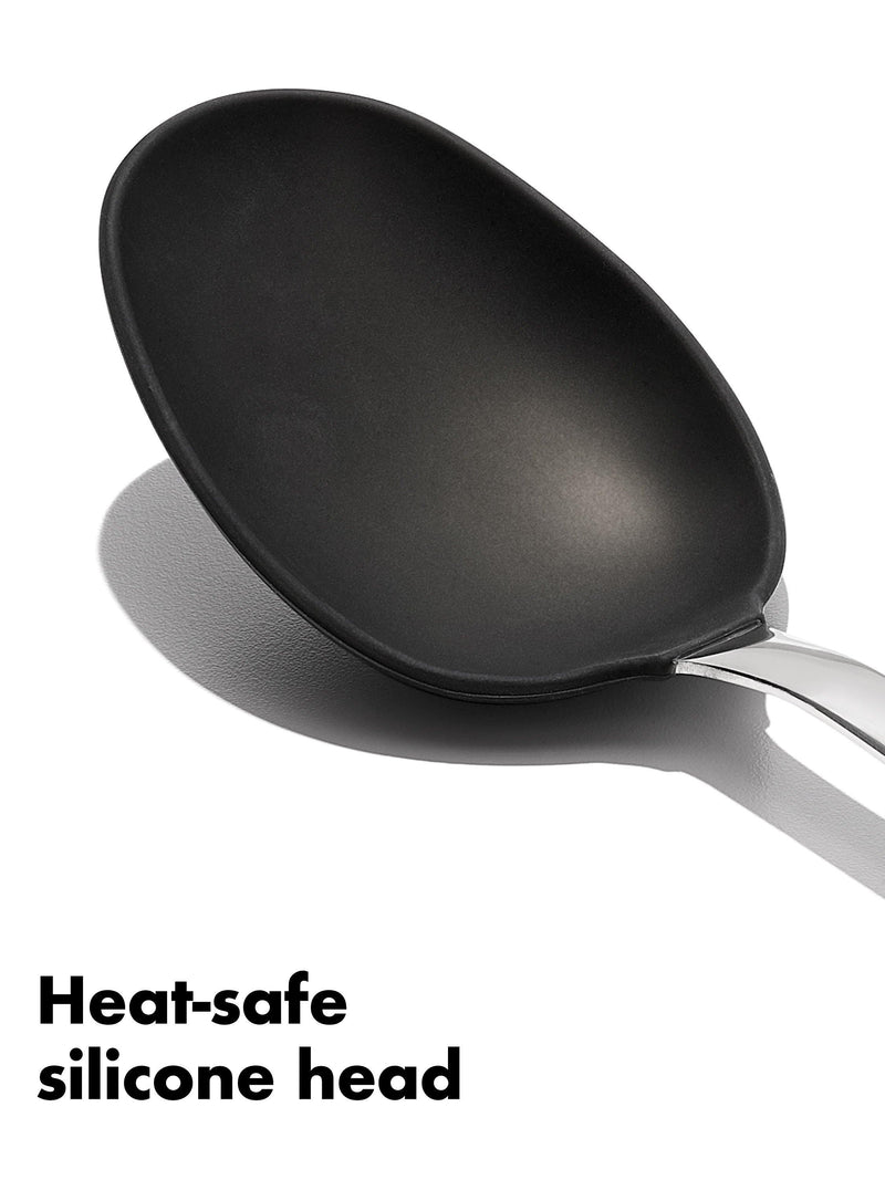 OXO stainless steel solid spoon with silicone head, imported from the UK