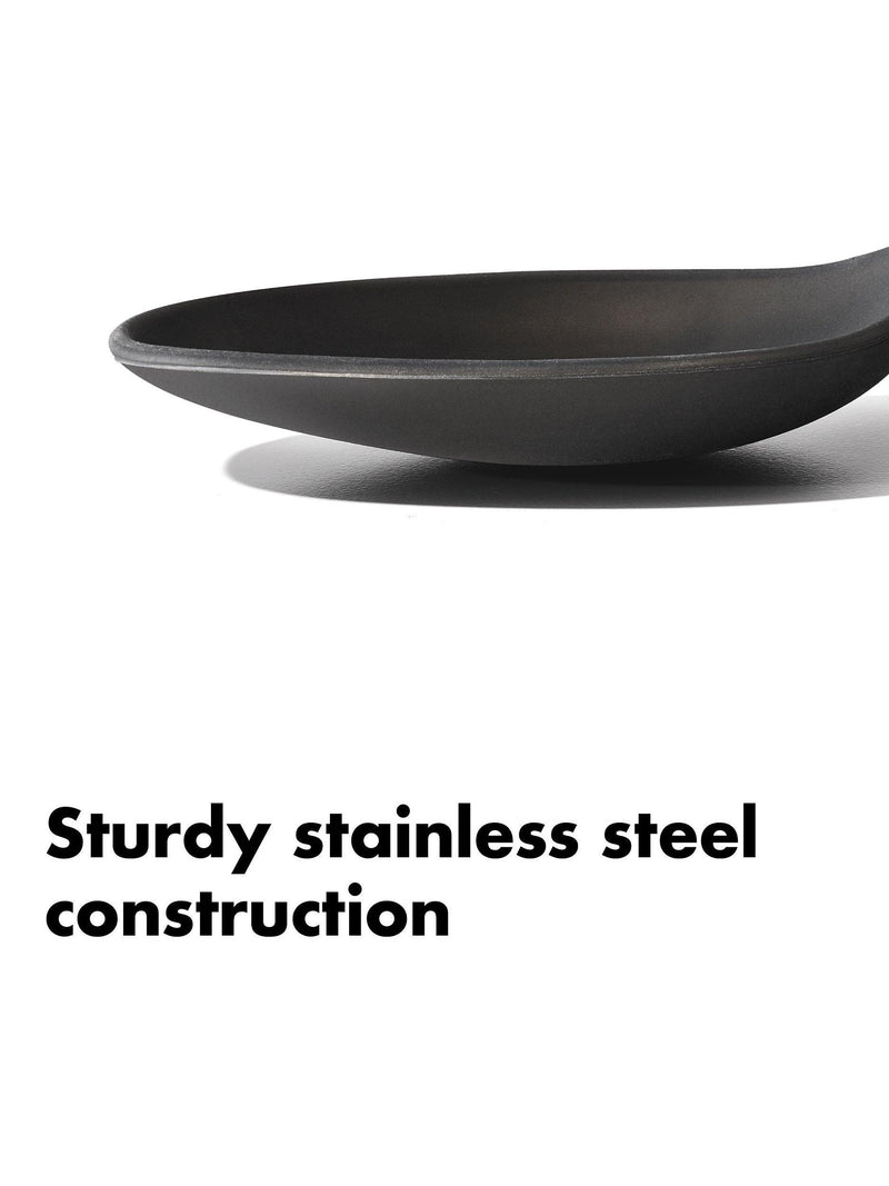 OXO stainless steel solid spoon with silicone head, imported from the UK