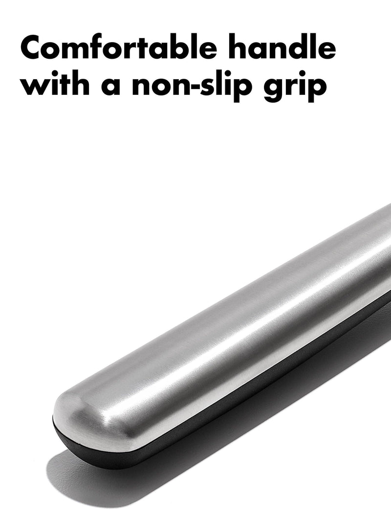 OXO stainless steel solid spoon with silicone head, imported from the UK