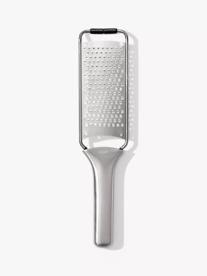 OXO etched stainless steel fine grater non-slip handle, UK version