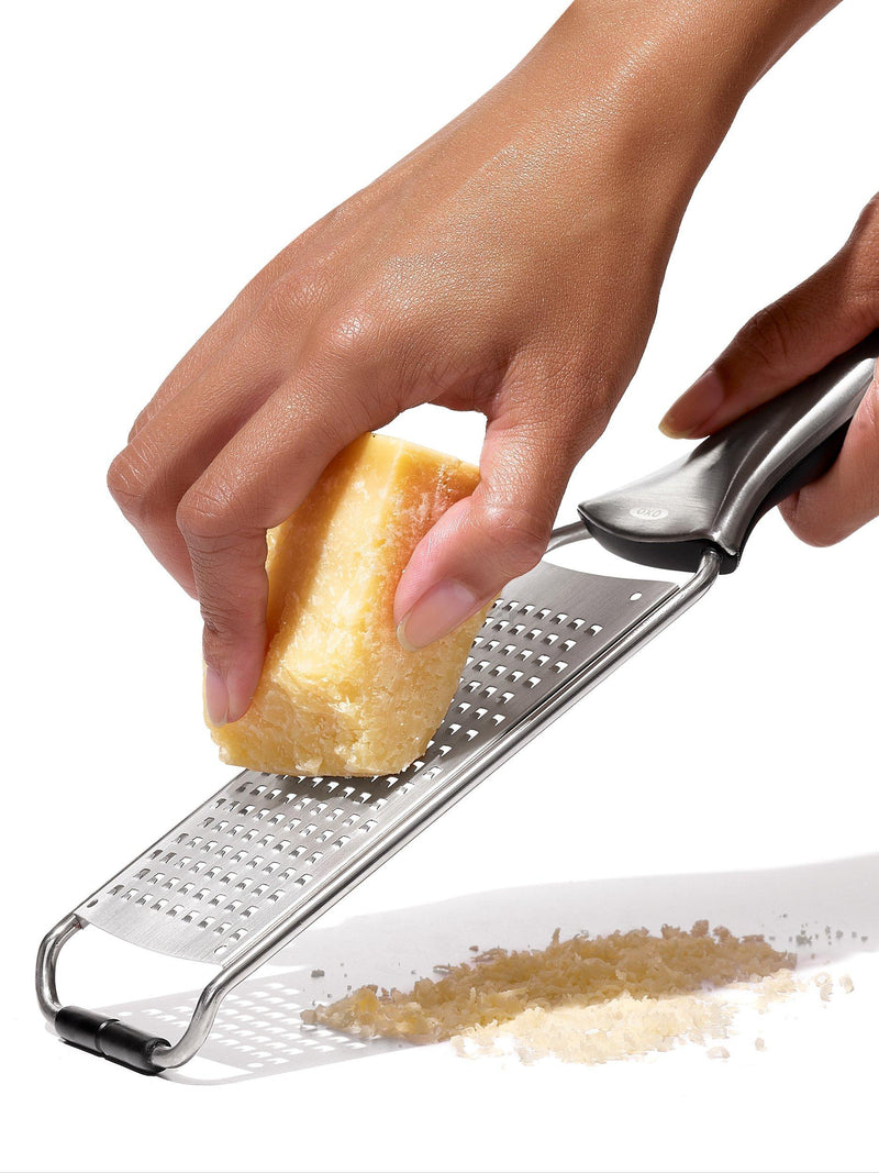 OXO etched stainless steel fine grater non-slip handle, UK version