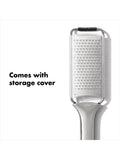 OXO etched stainless steel fine grater non-slip handle, UK version