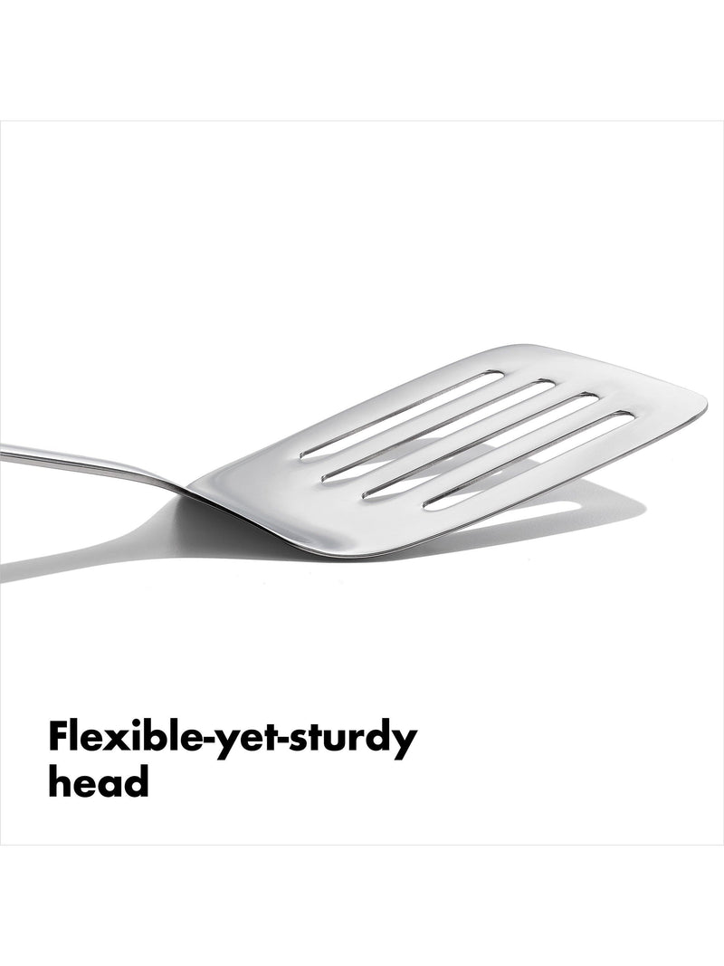 OXO stainless steel slotted cooking turner, imported from the UK