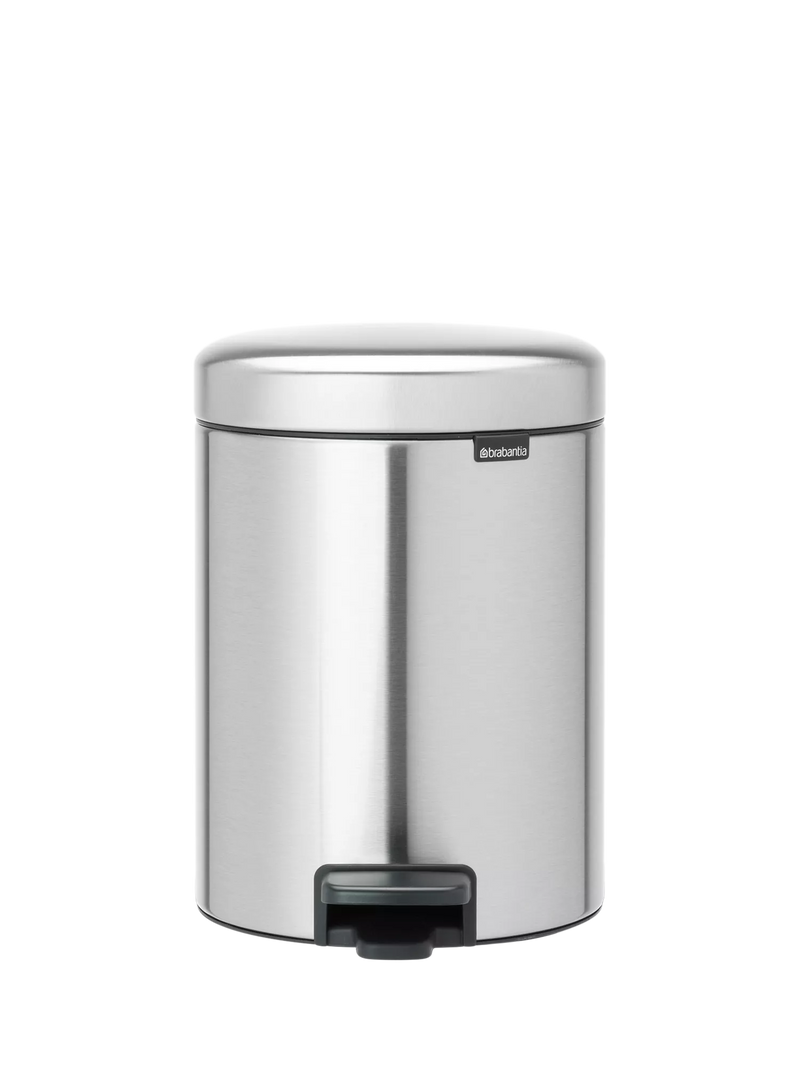 Brabantia newIcon fingerprint proof pedal bin in Matt Steel 5L - British product