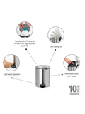 Brabantia newIcon fingerprint proof pedal bin in Matt Steel 5L - British product