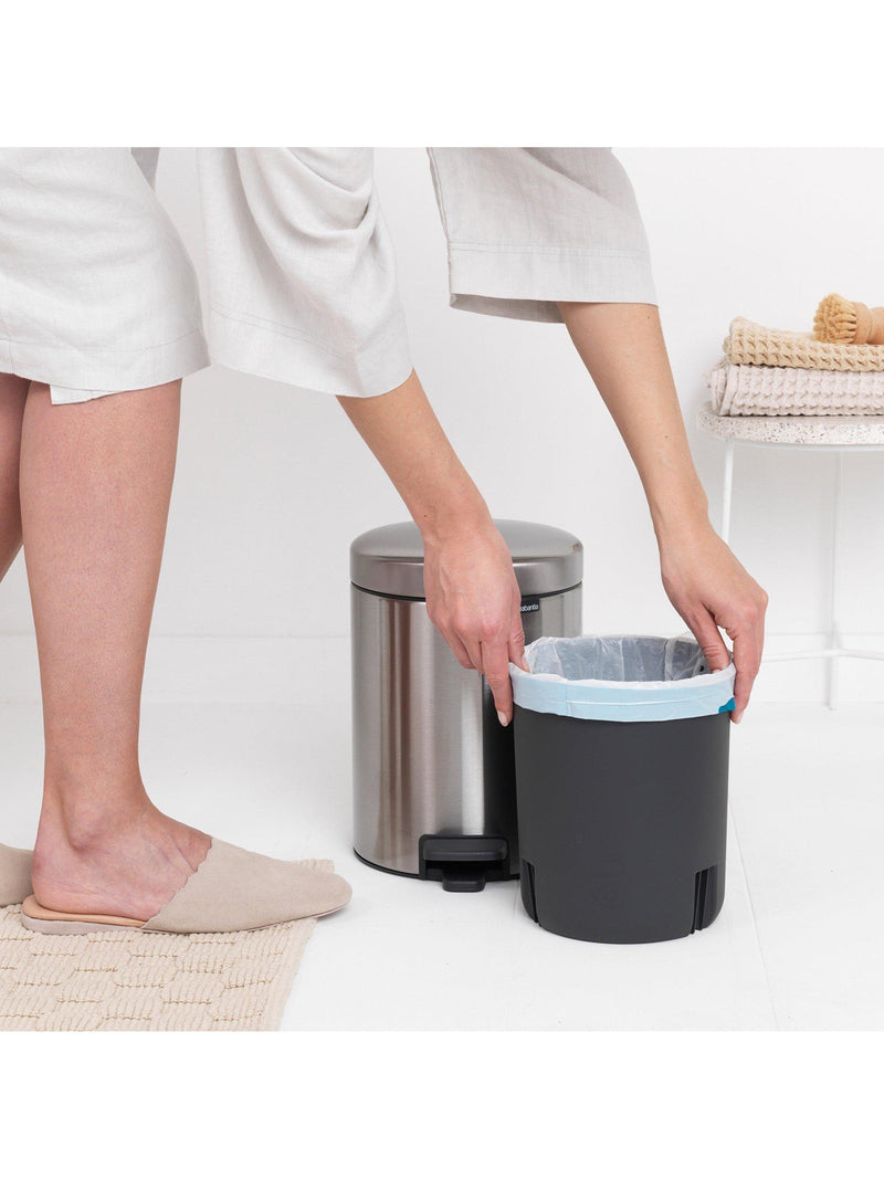 Brabantia newIcon fingerprint proof pedal bin in Matt Steel 5L - British product