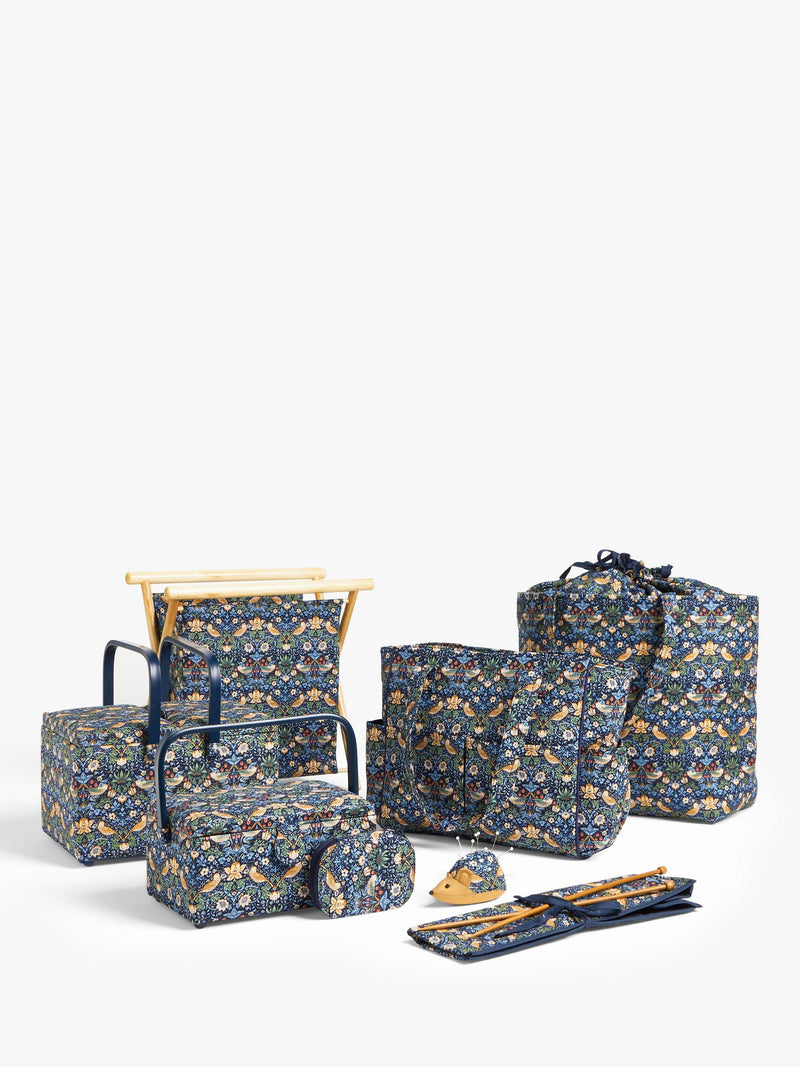 John Lewis William Morris Strawberry Thief drawstring craft bag navy, UK version