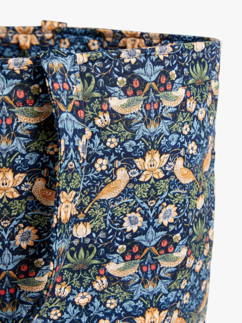 John Lewis William Morris Strawberry Thief drawstring craft bag navy, UK version