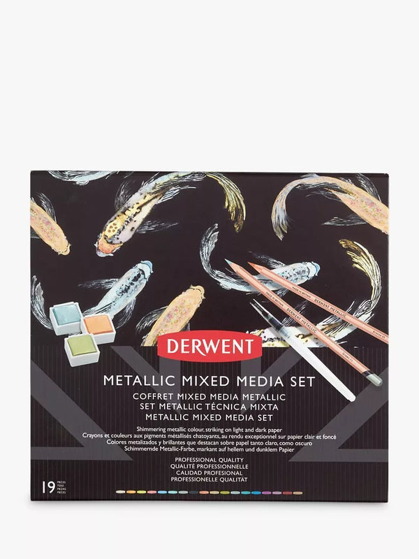 Metallic Mixed Media Art Set with 6 Paint Pans and 12 Pencils
