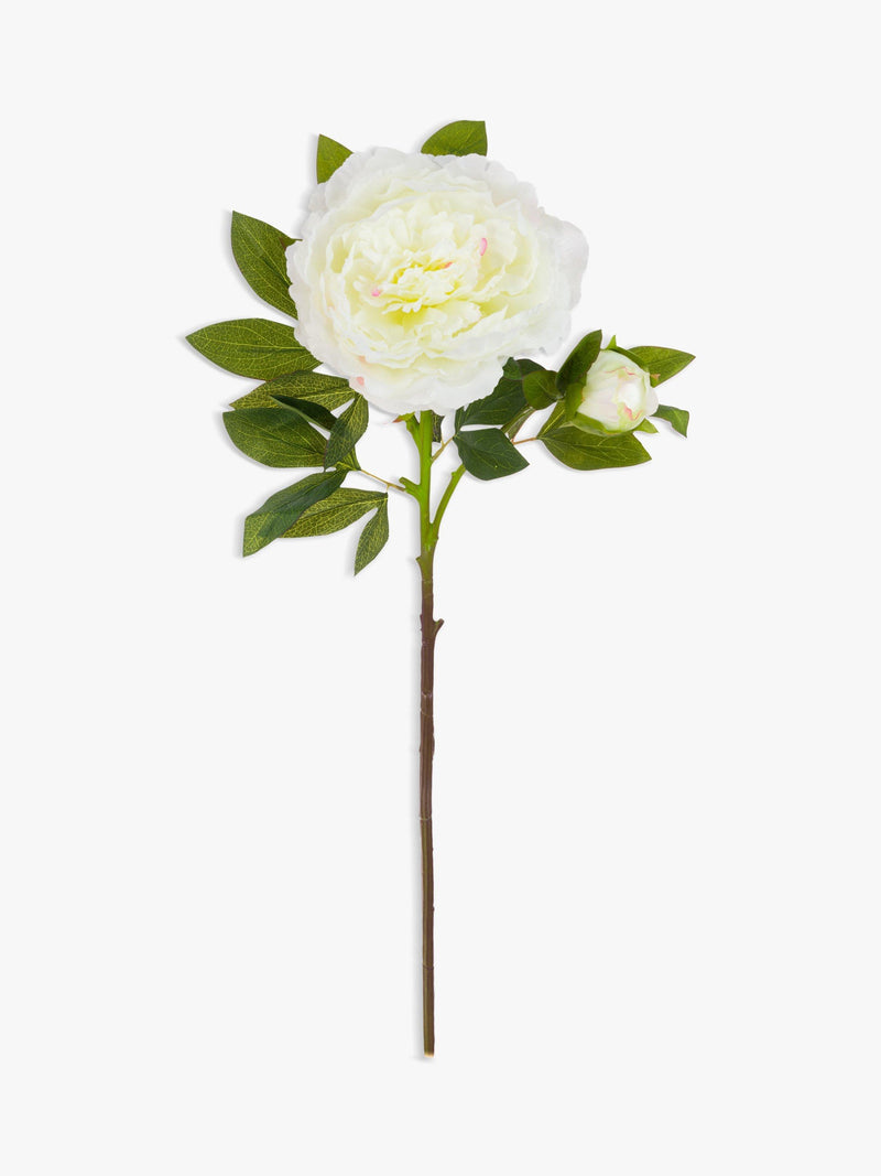 Floralsilk artificial large peony spray in white - British product