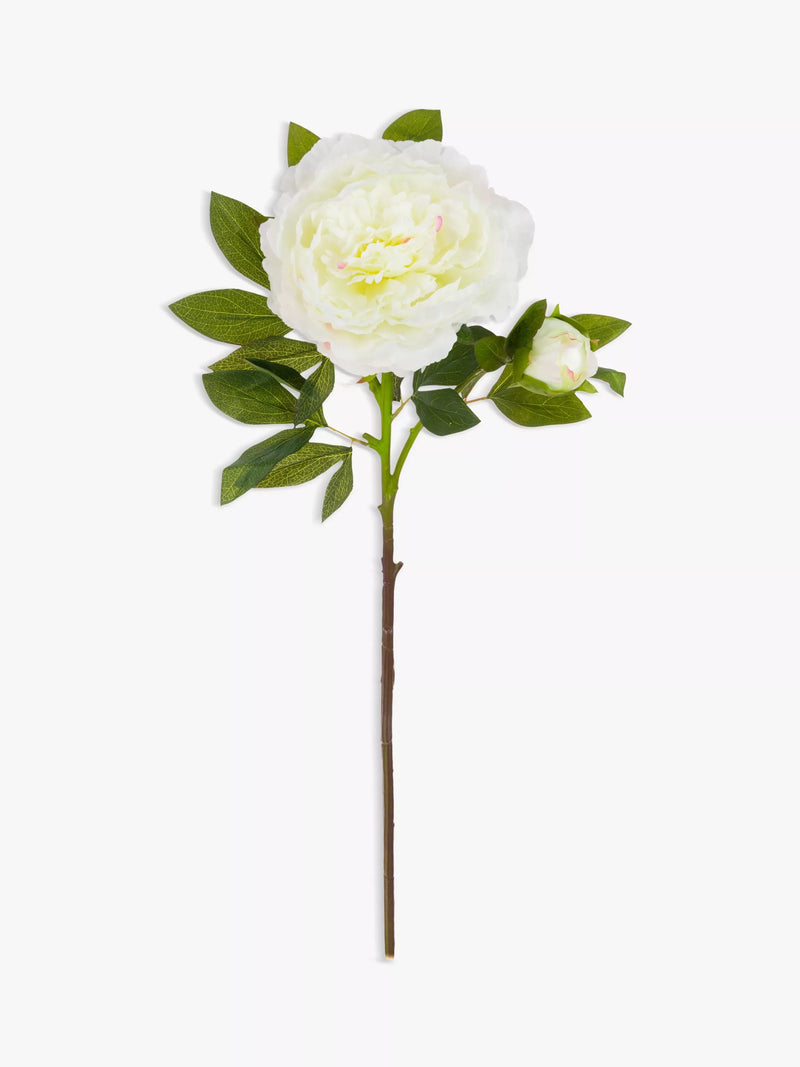 Floralsilk artificial large peony spray in white - British product