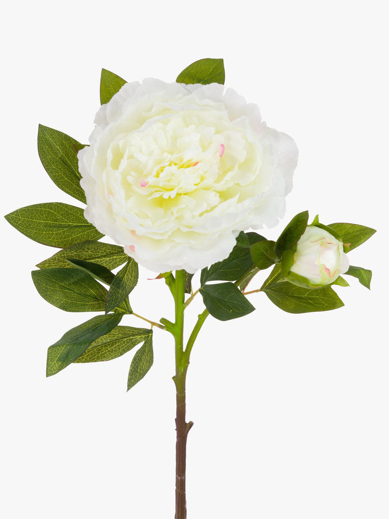 Floralsilk artificial large peony spray in white - British product