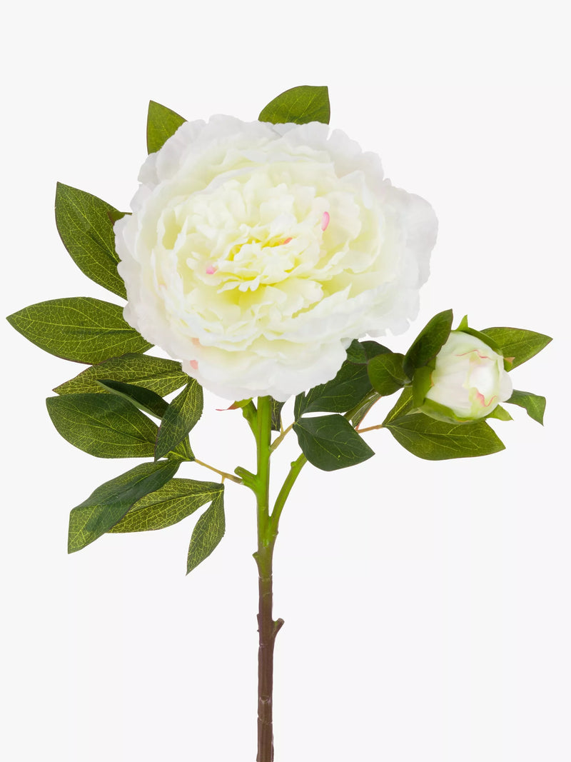Floralsilk artificial large peony spray in white - British product