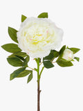 Floralsilk artificial large peony spray in white - British product