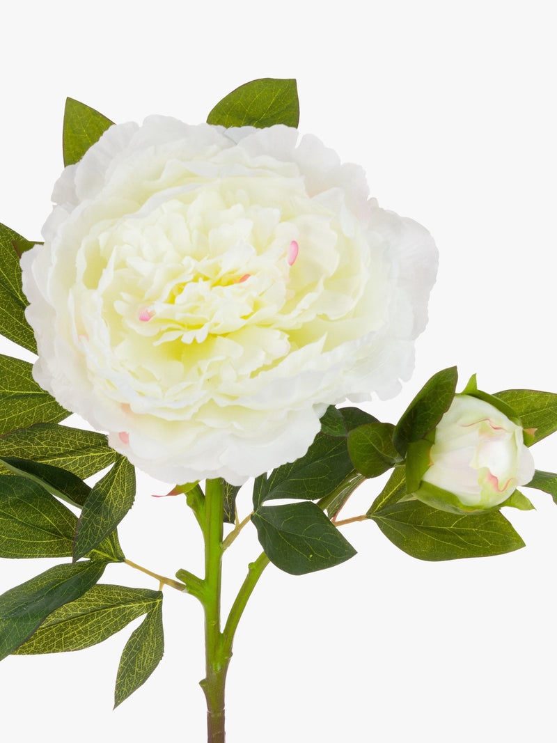 Floralsilk artificial large peony spray in white - British product