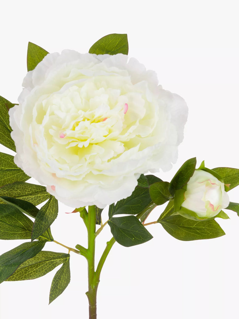 Floralsilk artificial large peony spray in white - British product