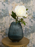 Floralsilk artificial large peony spray in white - British product