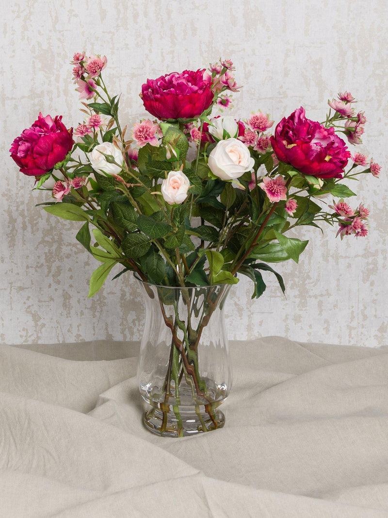 Floralsilk artificial peony rose astrantia vase arrangement - British product