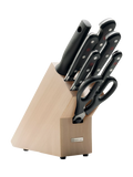 WÜSTHOF 8-piece knife block set with five knives and honing steel (British brand)