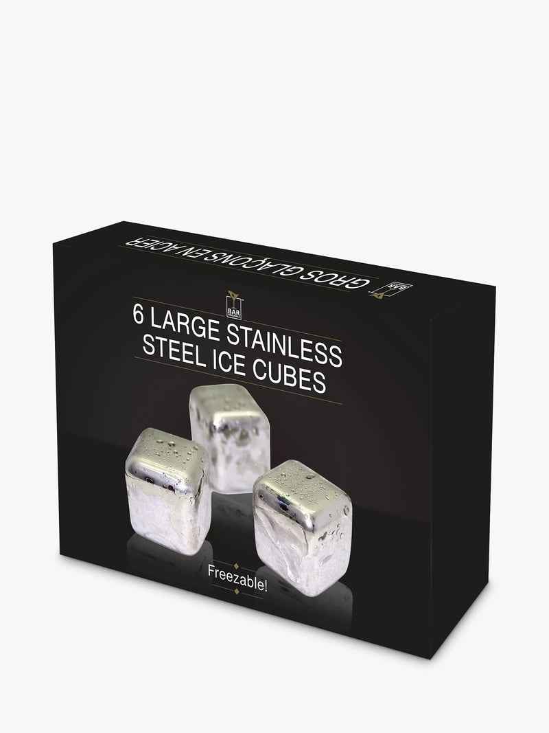 Mixology stainless steel ice cubes set of 6, imported from the UK