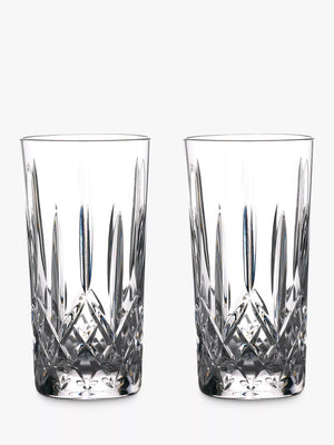 Crystal Gin Highballs with Lismore Cut Glass, Set of 2, 400ml, Clear