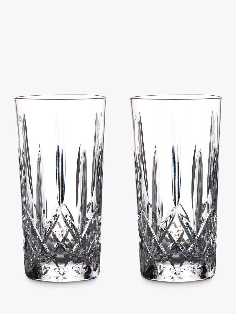 Waterford Crystal gin highball glasses Lismore cut clear set of 2 400ml (British brand)