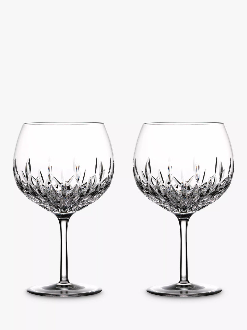 Waterford Lismore cut glass balloon gin glasses, set of 2, 550ml (British brand)