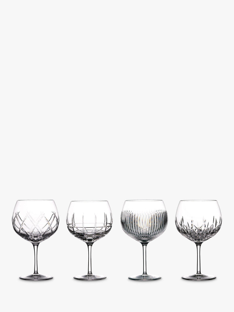Waterford assorted cut glass balloon gin glasses set of 4 550ml (British brand)