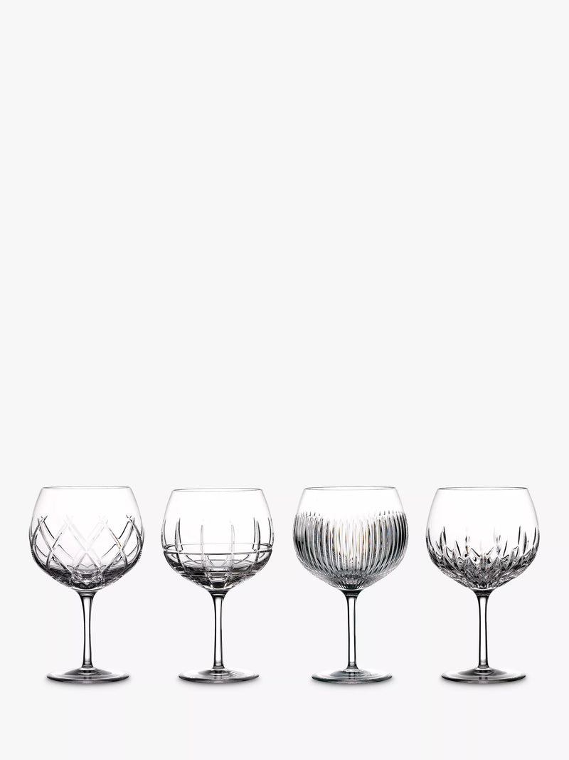 Waterford assorted cut glass balloon gin glasses set of 4 550ml (British brand)