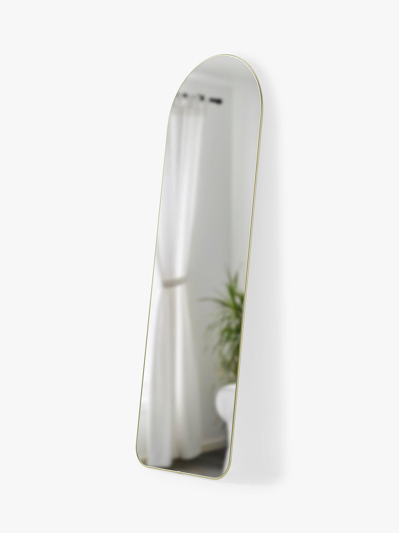 Umbra Hubba arched full-length mirror 158cm brass, imported from the UK