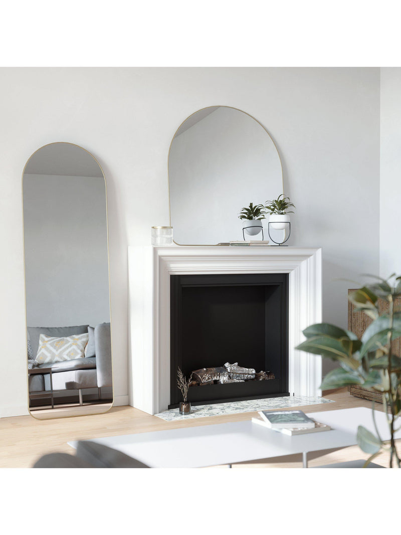 Umbra Hubba arched full-length mirror 158cm brass, imported from the UK
