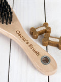 Treat Republic personalised wooden dog brush with engraved handle, imported from the UK