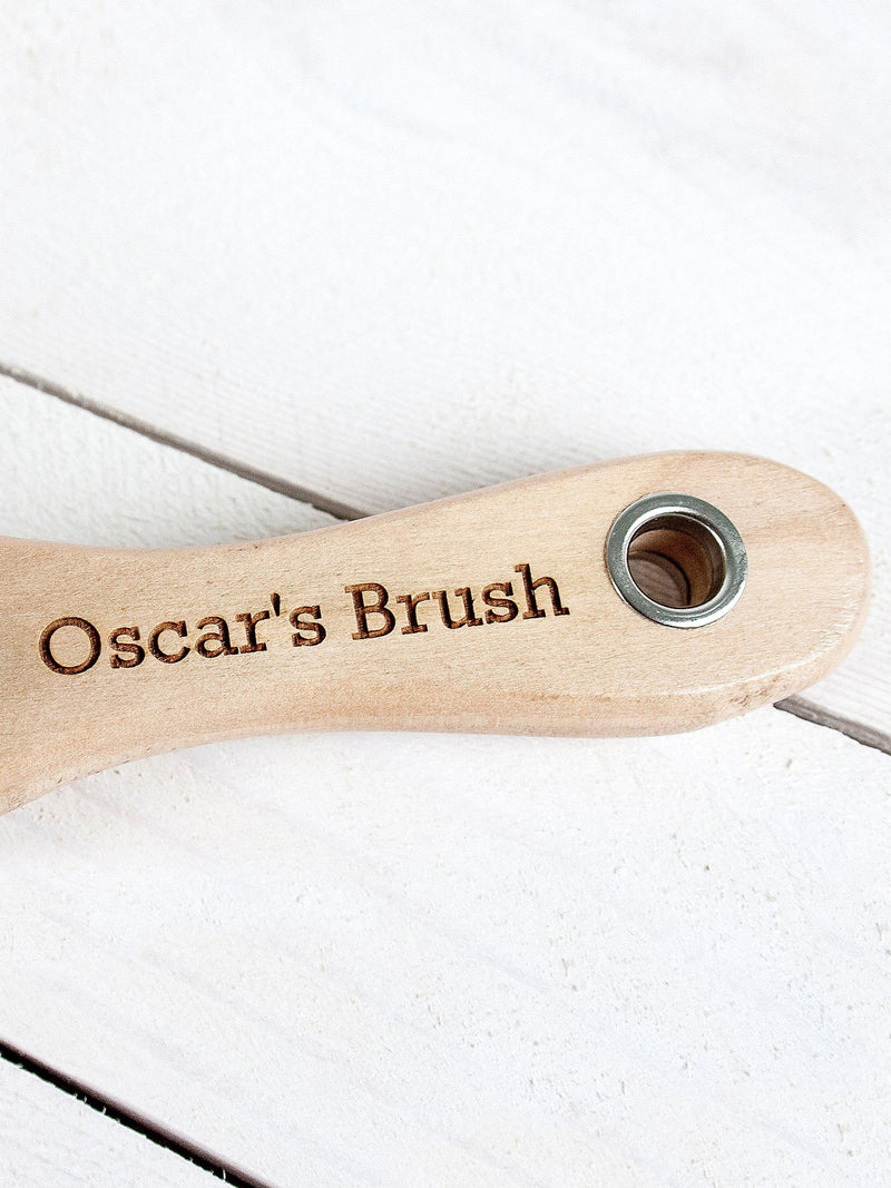 Treat Republic personalised wooden dog brush with engraved handle, imported from the UK