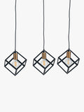 Pacific three-pendant ceiling light in black matte - British product