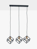 Pacific three-pendant ceiling light in black matte - British product